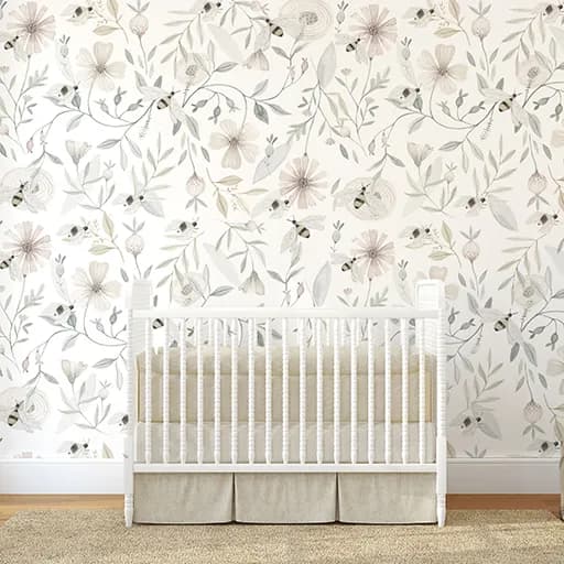 Papel Mural Flora Grisaceo