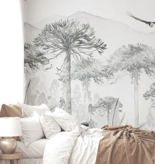 Papel Mural Bosque Gris Araucaria