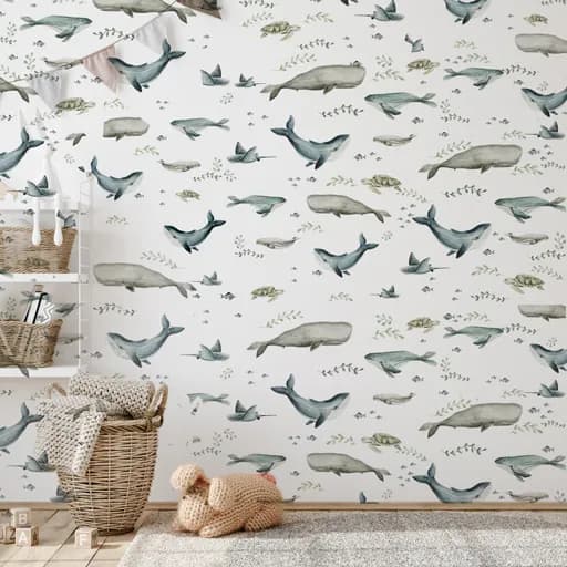 Papel Mural Ballena Y Amigos